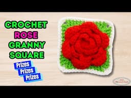 Crochet This Pretty ROSE Granny Square with Me! 🌹 FREE Pattern + Prizes!