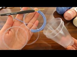WOW GREAT IDEAS! 😍 Look what I did with the plastic cups I found in the trash! RECYCLING CROCHET