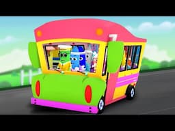 Wheels On The Bus Go Round And Round, Nursery Rhymes and Vehicles for Kids
