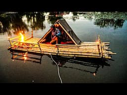 3Days Bushcraft and Camping In Water Floating Fishing Dinner