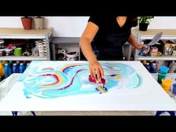 Oh YES! ❤️ Dream Clouds Turquoise w/ POPs of Color - How to Paint Fluid Acrylics - Acrylic Pouring