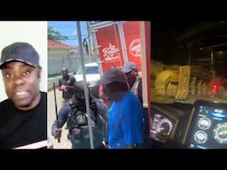 Police hit n detain him, Be careful at the machine warning