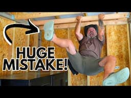 HUGE Mistakes! | Framing Wall & Hanging Ceiling Joists | Off Grid Solar Shed Build