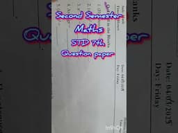 STD 7 th maths question paper second semester # #finalexam #education