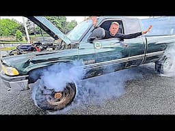 CUMMINS TURBO DIESEL Ram Pickup  BURNOUT in 4X4! Only on NEUTRAL DROP!