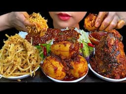 Stir Fried Egg With Leek Root, Fish Head With Tamarind Curry ,Spicy Chicken Eggs Tomato Curry