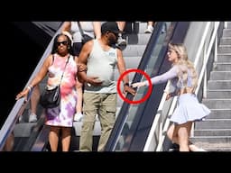 PRANKING STRANGERS ON THE ESCALATOR!