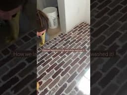 Laying Brick Tile Flooring! Whitewashing Brick Tile! 🌿 #diy #home #interiordesign #newhome #montana