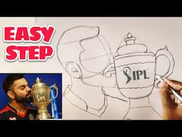 How to draw Virat Kohli IPL Drawing | RCB IPL Trophy Virat Kohli Draw #Drawing #IPL #rcb #viratkohli