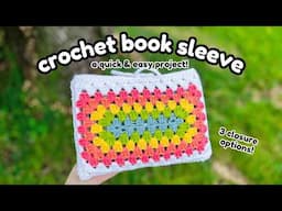 Quick & EASY Crochet Book Sleeve w/ 3 Tie Options | Granny Rectangle Book Sleeve | Ashten Stitches