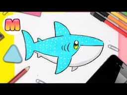 COMO DIBUJAR UN TIBURON BALLENA KAWAII - Dibujos kawaii faciles - Como dibujar animales kawaii