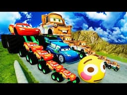 Pixar Cars vs Monster Truck  &  Big & Small LIGHTNING McQUEEN &  in BeamNG.drive