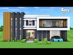 Minecraft: How to Build a Modern House Tutorial (Easy to Follow) #67 - Interior in Description!