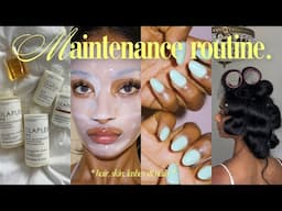 at home self care/maintenance routine 🎀nails, blow out, lashes, skincare & more!