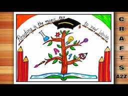 National Reading Day Drawing | Vayana Dinam Poster | Reading Day Poster | World Book Day Drawing