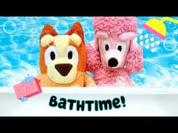 Bluey Toys - Baby Bingo and Coco Messy to Clean Bubble Bath Time!