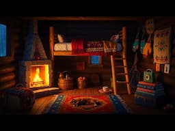 Mighty Snowstorm & Frosty Wind Sounds for Sleeping - Cozy Winter Cabin Fireplace Ambience