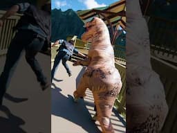 Kicking a T-rex in the face!
