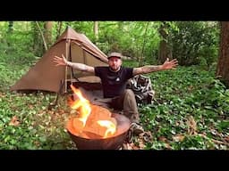 Solo Woodland Camping with a Floating Fire