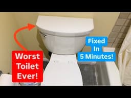 WORST TOILET EVER… Fixed in Under 5 Minutes. Not Flushing? Leaking? Keeps refilling? Here you go!