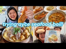 trying all-you-can-eat seafood boil 🦀, molly tea dupe 🧋 + few new costco asian products! 😋