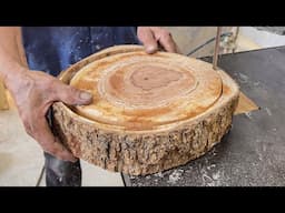 Turn Round Wooden Slices Into A Beautiful Art Table // Unique Flower Shaped Table Leg Design