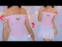Crochet Heart Cutout Corset Top Tutorial | Chenda DIY