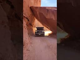 Would your rig fit through this natural rock tunnel? #chevycolorado #moab