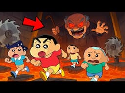 Evil Grandpa Trying To Kill Shinchan And His Friends 😱🔥 | Shinchan Roblox Funny Game 😂