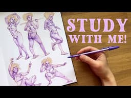 Doing figure studies from reference LIVE!🔴 Study with me!🤓✍️