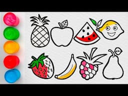 Drawing and Coloring Fruits for Kids, Toddlers | The Fruits Song