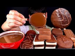 ASMR 초콜릿 퐁듀에 찍어먹는 쿠키오 몽쉘 초코파이 킷캣초코바  초코파이 먹방~!! Chocolate Fondue With Chocolate Ice cream MuKBang~!!