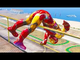 IRON MAN CRAZY JUMPS/FALLS (GTA Iron Man Fails)