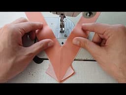 Sew neck V in 5 minutes/ How to sewV-collar/V-neck sewing technique/V-neck sewing is very simple