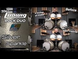 70s Ludwig Rock Duo Drum Kit - Silver Sparkle - Before & After Cleanup