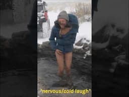 Jumping in a hot spring during a Blizzard