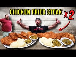 TEXAS-SIZE DOUBLE CHICKEN FRIED STEAK CHALLENGE AT THE WOLF DEN!!