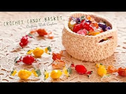 EASY Crochet Candy Bowl with Handles | DIY Mini Macrame Crochet Basket | Scrap Yarn Crochet Project
