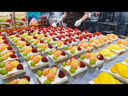 하루 600개 완판! 꾸덕한 크림치즈 과일 산도 Popular fruit cream sandwich - Korean street food