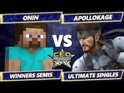 CEO 2025 TOP 8 - Onin (Steve) Vs. ApolloKage (Snake) Smash Ultimate - SSBU