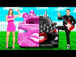 Pink Car vs Black Car Challenge | Crazy Challenge by BaRaFun