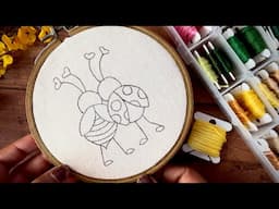 Cute ladybug and bee embroidery tutorial || Embroidery for Beginners - Let’s Explore