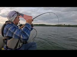 Spring Stripers from the kayak - explosive sunset bite!