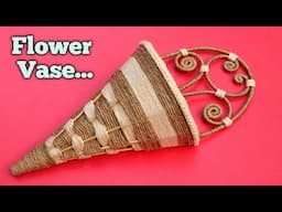 Easy Jute Flower Vase | How to Make A Flower Vase with sticks | Simple flower pot craft