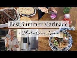 How to Marinate & Grill Steak for a Taco & Burrito Bar & High Protein Cilantro Sauce