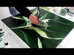 HUGE Brush Art  / Easy Abstract Acrylic Painting - the recreation of Birds of Paradise