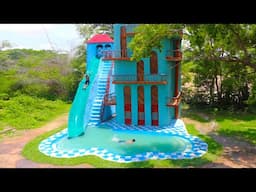 [Full Video] How To Build My Dream Villa, Swimming Pool And Water Slide By Ancient Skills In Forest