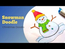 Doodle Art | Day 91 ~ Christmas Doodles | Snowman Doodle For Beginners | How To Draw Snowman