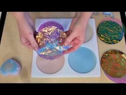 #2243 Stunning Effects Using Iridescent Foil In Resin Coasters