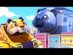 Oh no! EVIL GIANT PANDA AMBULANCE creates chaos en Animatown! Cars & Trucks Rescue Squad | AnimaCars